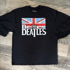 The Beatles black logo flag graphic Cotton long sleeve T Shirt size large